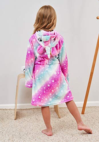 FZOSM-Girls-Unicorn-Dressing-Gown-Soft-Hooded-Robe-Sleepwear-with-Unicorn-Slippers-Gifts-for-Girls