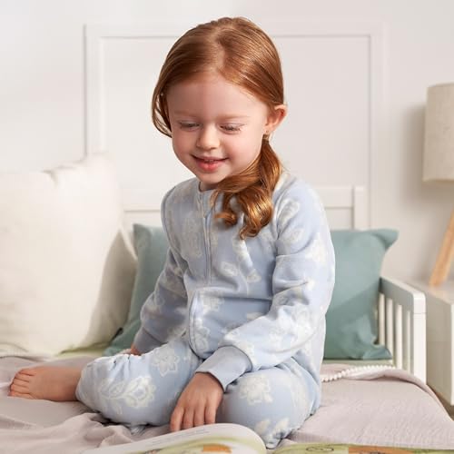 Gerber Baby Girls' Toddler Loose Fit Fleece Footless Pajamas 3-Pack, Blue Floral, 12 Months by Gerber - Image 3