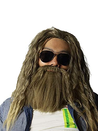 Avengers Endgame Thor Odinson Wig Long Curly Golden brown Hair and Beard Halloween Costume