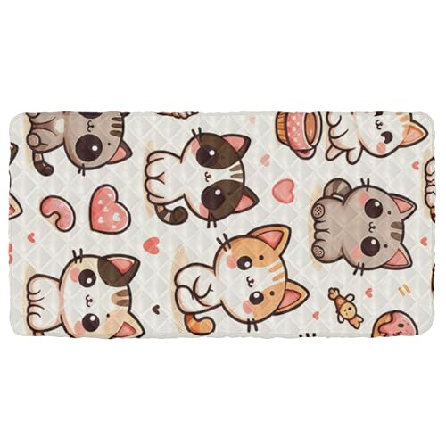 Portable Toddler Bed Sheet for Kids Little Cute Cat and Ice Cream Travel Bed Fitted Sheet