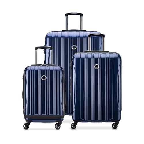DELSEY PARIS Helium Aero Hardside Expandable Luggage with Spinner Wheels, Blue Cobalt, 3-Piece Set (19/24/28)