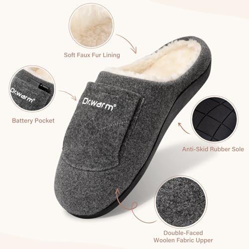 Dr.Warm Heated Slippers for Women Men, 5000mAh Rechargeable Battery Heating Shoes with Anti-Skid Rubber Sole, Thermal Electric Fuzzy Slippers Foot Warmer for Cold Winter4