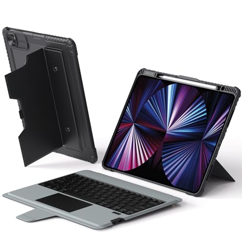 Image of Nillkin iPad Air 13 inch Case Keyboard (M3 2025 /M2 2024) & iPad Pro 12.9 inch (6th /5th /4th /3rd), Detachable Keyboard with Multi-Touch Trackpad, Pencil Holder & Camera Cover, Rugged Protective