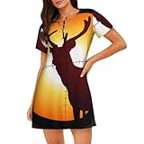 Nightgown Short Sleeve Sleepwear Ladies Loungewear Nightshirt Sleepshirt - Target Deer Elk Hunting