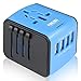 International Power Adapter, HAOZI All-in-one Universal Travel Adapter with 2.4A 4USB, Europe Multifunctional Power Adapter Wall Charger for UK, EU, AU, Asia Covers 150+Countries (blue-4u)