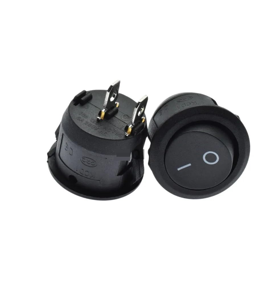 1/2/5/10 PCS Rosso Nero Bianco ON/OFF Rotondo Interruttore A Levetta A Bilanciere 6A/250VAC 10A 125VAC Interruttore A Pulsante In Plastica 2 PIN 3 PIN KCD1(3PIN ON-OFF Black,1PCS)