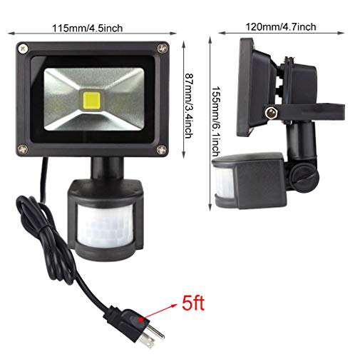 Asign Big Sale！10W Motion Sensor Led Flood Light, 6000K Daylight White, 1100Lm(Max), Ip65 Waterproof Security Spotlight With Pir For Driveway, Parking Lot - Black #TOP5