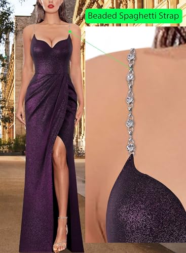 VFSHOW womens Vfshow Womens Formal Prom High Slit Ruched Maxi Dress2