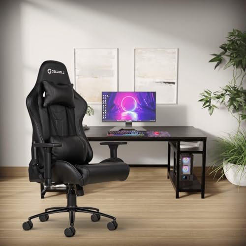 CELLBELL Transformer Lite Gaming Chair Multi-Functional Ergonomic, Premium Leatherette Chair with Adjustable Neck & Lumbar Pillow, 3D Adjustable Armrests & Heavy Duty Metal Base (Black)