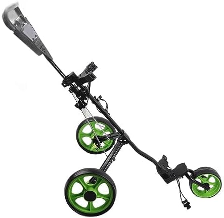 Golf Push Cart, 3-Wheel Folding Golf Bag Cart with Quick Brake, Lightweight Portable Design, Adjustable Handle, Phone Holder & Umbrella Holder for Game Training Practice