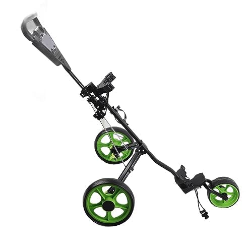Carrello da Golf, Carrello Pieghevole a 3 Ruote con Freno rapido, Design Leggero e Portatile, Maniglia Regolabile, Supporto per Telefono e portaombrello per Allenamento e Pratica di Gioco