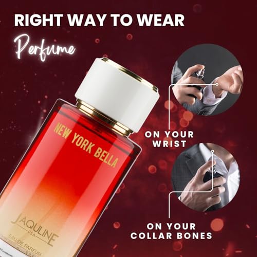 Image of JAQULINE USA New York Bella Premium Long Lasting Perfume | Men Women | Citrus, Floral & Musky Notes | Intense Fragrance | Fresh & Elegant Fragrance - 100ml