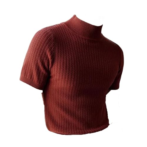 Men Short Sleeve Knitted Sweater Men's Short Sleeve Crew Neck Sweater