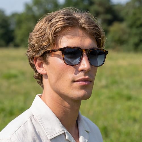 Image of CARFIA Retro Sunglasses for Men Polarized UV400 Protection, Hand-crafted Acetate, 60s Style Square Cool Sun Glasses
