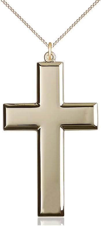 14kt Gold Filled Cross Pendant on a 24 inch Gold Filled Light Curb Chain.