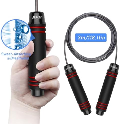Blukar Skipping Rope, Speed Jump Rope Tangle-free Adjustable Cord with Rapid Ball Bearings & Soft Foam Handle for Fitness Workouts Fat Burning Exercises Boxing - Spare Cord Length Adjuster Included - View 7