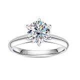AimiIee Moissanite Ring, 1.5CT Six Prong Solitaire Moissanite Engagement Ring, Thickened Gold Plated...