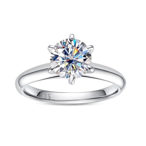 AimiIee Moissanite Engagement Ring D Color VVS1 925 Sterling Silver 1.5CT Six Prong Solitaire Promise Wedding Rings for Women with Certificate Size 5