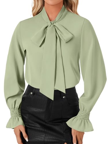 Image of LYANER Women's Bow Tie Neck Business Work Blouse