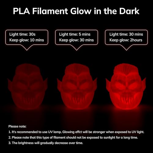 Image of AMOLEN 3D PLA Printer Filament, 1.75mm Glow in The Dark Red PLA Filament for 3D Printing, Best with UV Lamps, 1kg Spool (2.2lbs), Dimensional Accuracy + /- 0.02 mm, Fit Most FDM 3D Printers