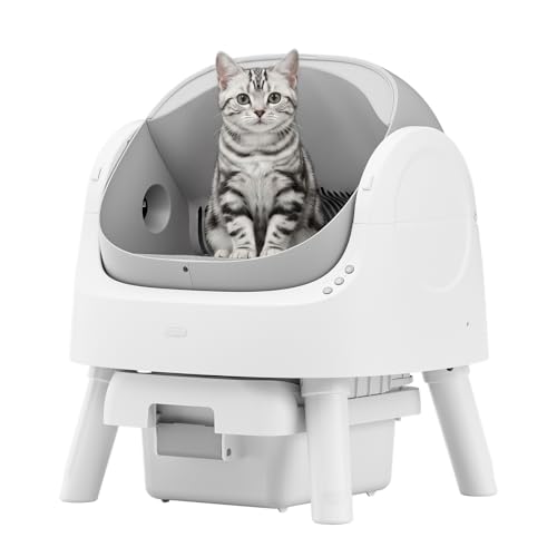 Self Cleaning Cat Litter Box, Automatic Litter Box for Multiple Cats, Integrated Safety Protection with Open-Top Design