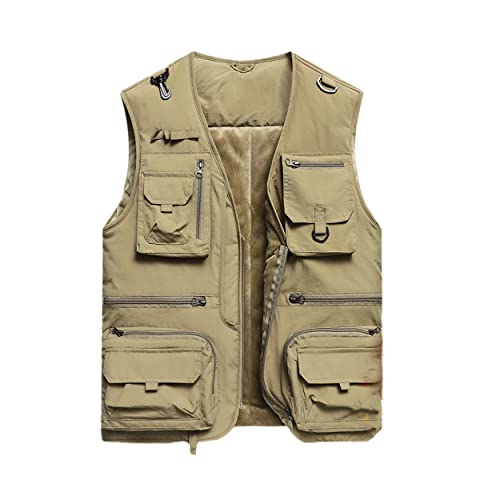 Gilet chaud en peluche anti humidité veste multi-poches pour rester au sec dehors