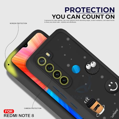 Image of AESTMO Back Case Cover for Redmi Note 8 Cover | Cute Fun Cartoon 3D Ball | Coffee Silicone Case | Full Body Protection | Camera Protection Back Cover for Redmi Note 8 (Black)