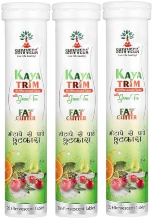 Shivveda Kaya Trim Effervescent Tablets | Ayurvedic Formula for Weight Management, Detox & Slimming | 60 Tablets | Herbal Health Supplement (Pack of 3)