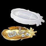 FineInno Feder Silikonform Epoxidharz Formen Schmuck Lagerung Geschirr Platte Epoxy Gussformen für DIY Feder Tablett Form zum Schmuck Anhänger und kleines Zubehör