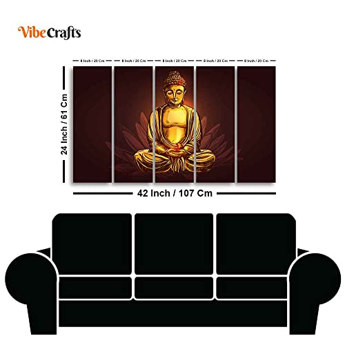 Image of VIBECRAFTS Devotional Buddha Meditating Canvas Wall Painting For Home|Office|Living Room|Gift (PTVC5Pcs4 8618)