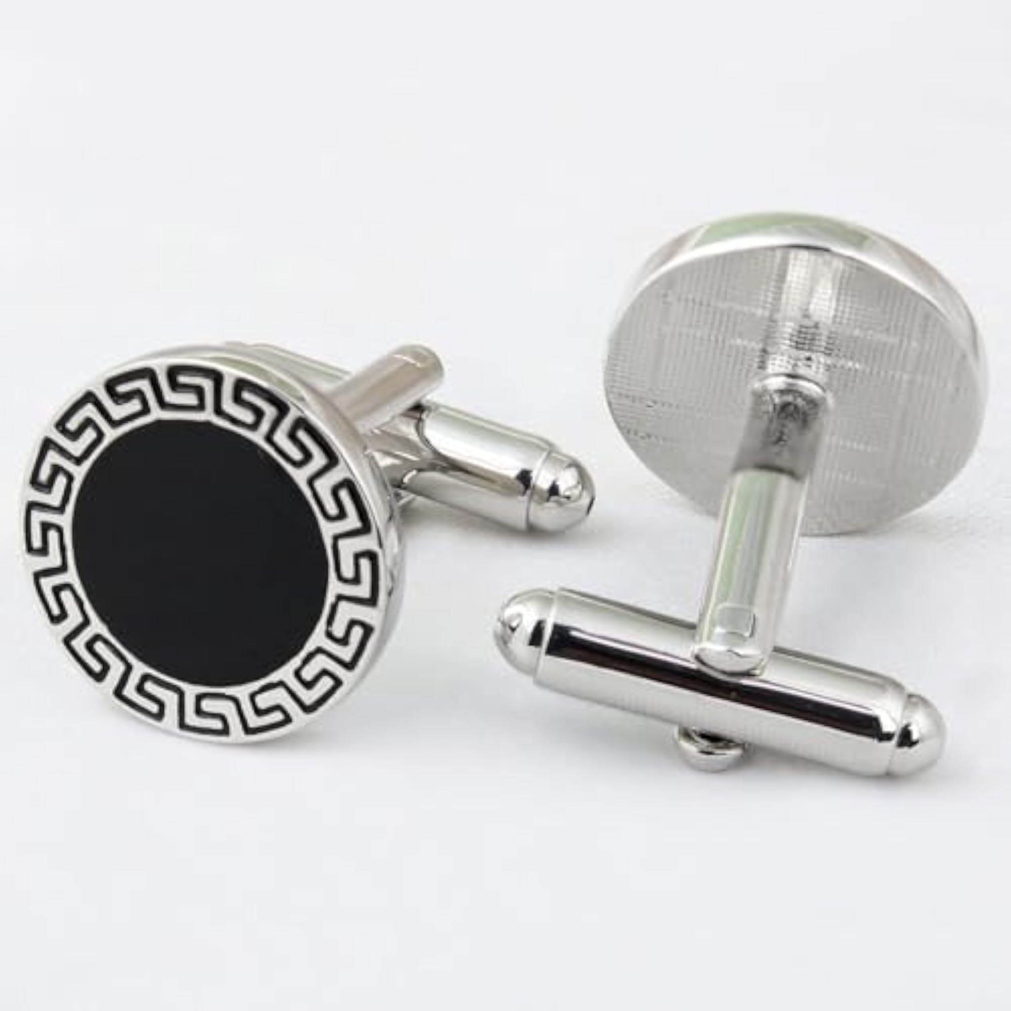 Men's Geek Key Silver Brass and Enamel Cufflink and Tiebar Set