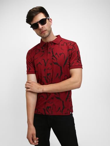 Image of Dennis Lingo Men's Cotton Printed Slim Fit Button-Down Short Sleeve Polo Tshirt