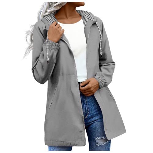 Rain Jacket Women Packable Waterproof Raincoats Plus Size Hooded Rain Coats Lightweight Windbreaker with Pockets