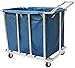 ZYLEDW Trolleys, Haushaltswagen Rechteck -Wäscherei Korbsortierwagen Mit Rädern, Schmutziger Kleidung Organizer Korb Bei Flexibler Wäschetasche, 200 -L -Kapazität/Blue/Cart+Handle