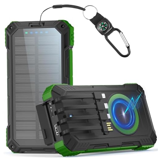 Power Bank 56800mAh PD30W Solar Powerbank USB C Wireless Charging Externer Akku Ladegerät mit 4 Kabeln Schnellladung 6 Ausgänge 3 Eingänge,Powerbank Solar Outdoor mit Camping LED Lampe, Kompass