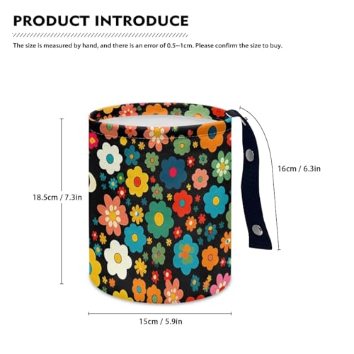 Image of Black Cat Florals Car Trash Can Collapsible Auto Trash Bin Multipurpose Rubbish Holder Christmas Decoration for Front Seat, Back Seat, Floor, Headrest