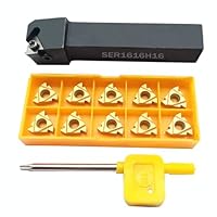 5/8 Zoll SER1616H16 CNC-Drehmaschine, Hartmetall, indexierbar, Drehwerkzeughalter mit 10 Stück 16ER AG60 Indexierbare Hartmetall-Dreheinsätze.