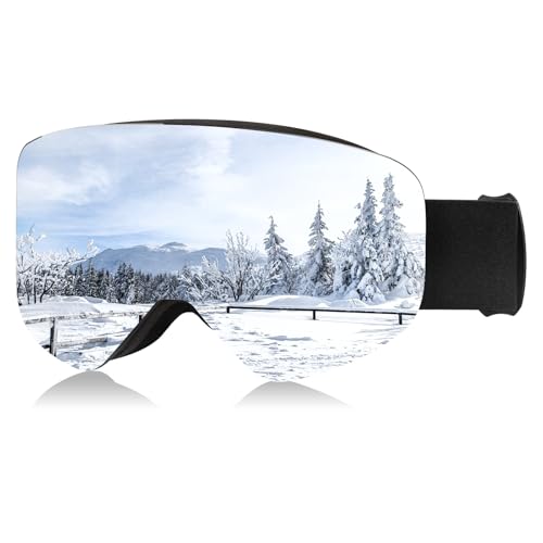 RIGWARL Ski Goggles Women Men, 100% UV Protection Anti Fog Snow Goggles, OTG Helmet Compatible Snowboard Goggles for Adult