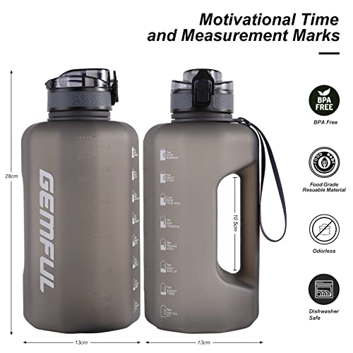 GEMFUL 2.2L Trinkflasche Sport - Große Wasserflasche mit Griff & Zeitmarkierungen - Perfekt für Fitness & Alltag - Immer ausreichend hydriert（Grau） 5