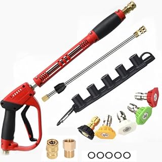 Pistola Idropulitrice 5000 PSI Deluxe con Prolunga Bacchetta - 5 Punte Ugello con Connettore Rapido da Attacco M22-14mm per Lavaggio Auto