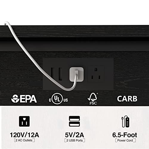 Lidyuk C Shaped End Table With Charging Station, Flip Top Side Table With Usb Ports And Outlets, Sofa Side Table For Small Spaces, C Table End Table With Storage Shelf For Living Room, Bedroom, Black #TOP5