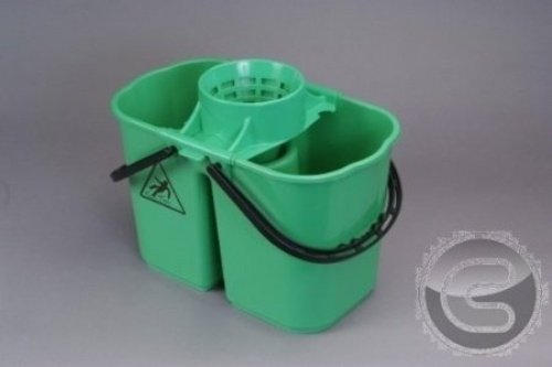 Abbey Double Socket Mop Bucket with Wringer 8 + 6 Litres Green - WQD5GN