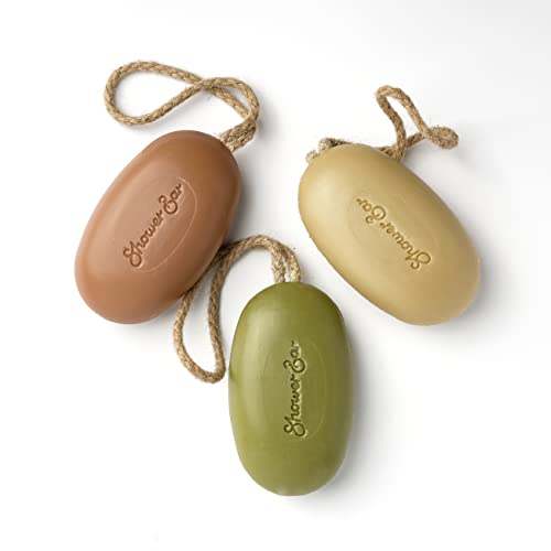 Image of 'Shower Bar - Oud, Olive and Verbena Scented Shower Soaps with Travel Case. 220g Solid Shower Gel Bar, Eco Friendly Vegan, Plastic-free, Cleansing and Moisturising (Pack of 3 + Travel Case)