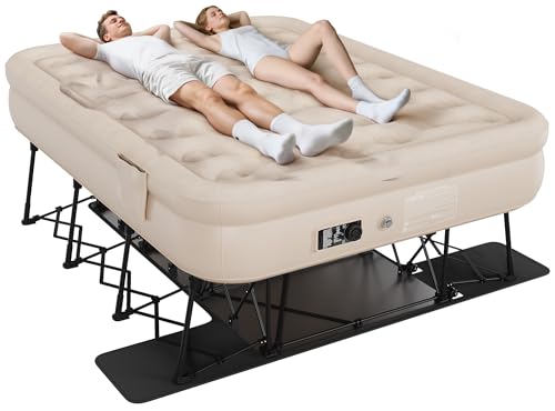YITAHOME Inflatable Queen Air Bed with Steel Frame and Built-in Pump