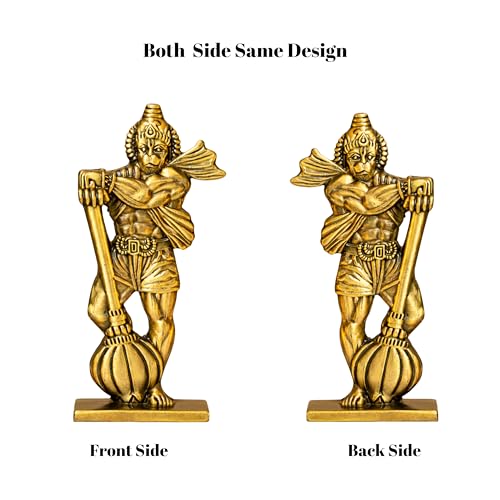 Image of STYSHION SPHERELord Hanuman Bajrang Bahubali Double Sided Metal Idol | Hindu God Murti for Home Temple, Office Desk, Car Dashboard, Pooja & Gifting(Bahubali Hanuman)(Golden)