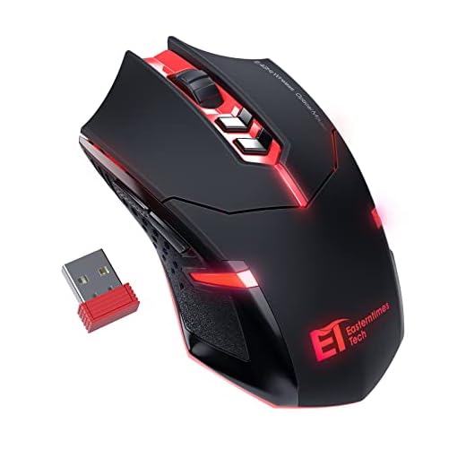T-DAGGER Wireless Gaming Mouse- USB Cordless PC Computer Mice with LED Red Backlit, Ergonomic Silent Gamer Laptop Mouse with 7 Silent Click Buttons, 5 Adjustable DPI Plug & Play for PC, Windows, Mac