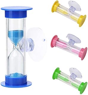 Kids Toothbrush Sandglass Timer, 2 Min Shower Timer Mini Glass Sand Clock, Suction Cup Timer, Cooking Swivel Sand Timer, Children Mini Hourglass for Brushing Children's Teeth (Blue)
