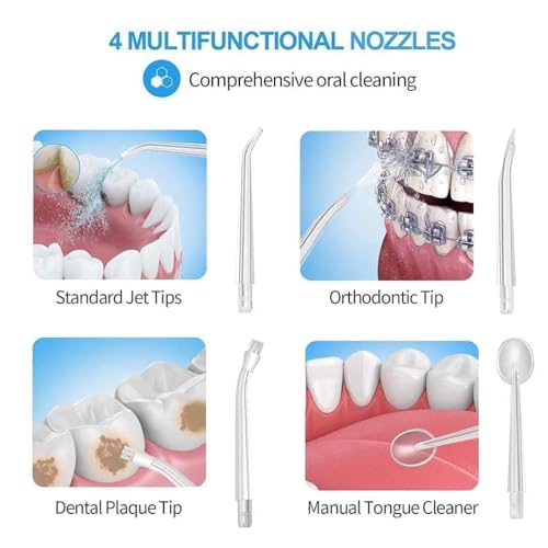 Image of KASHTHABHANJAN PHARMA Portable Oral Irrigator Water Flosser for Teeth Cleaning, Rechargeable Cordless Dental Flosser with 3 Cleaning Modes, 220ML Water Tank, Waterproof USB Charging Oral Care Device for Adults & Kids (Multic)