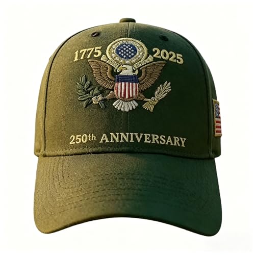 vgzyov 250th Patriotic Eagle Embroidery Dad Hat 1775-2025 National Spirit Flag Adjustable Outdoor Cap for Men Women Veterans (Green)