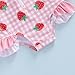 Infant Baby Girl Swimsuit Strawberry Plaid Zipper Swimwear Long Sleeve Rash Guard Bathing Suit with Hat 2 Piece (Pink, 3-6 Months)